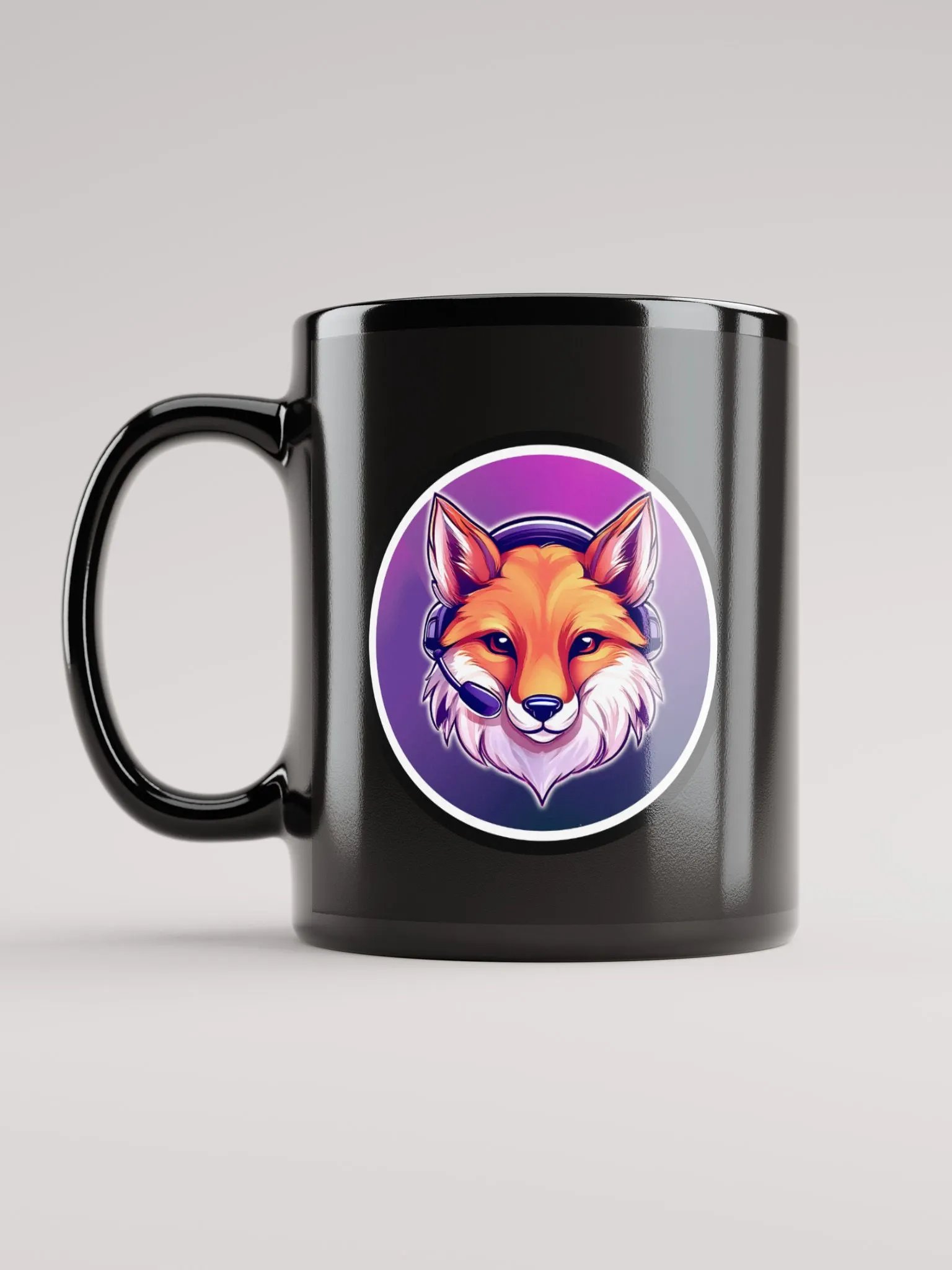 Retro Fox Logo Black Glossy Mug product image (6)