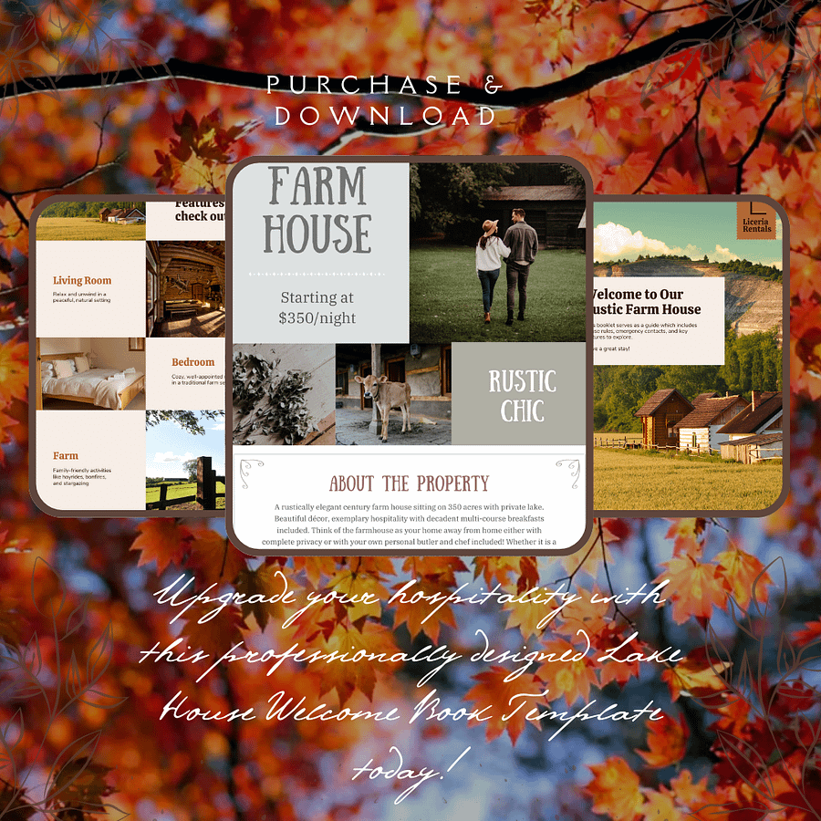 Editable Lake House Welcome Book Template | Airbnb Host Guide | Customizable Canva Manual product image (4)