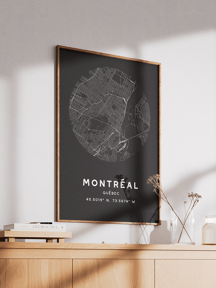 Montreal Street Map Poster – Black Minimalist Circular City Art product image (2)