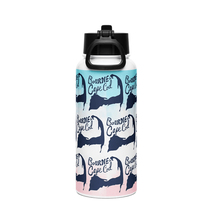 BOURNE to Cape Cod™ | Navy Repeat Logo Pattern | Stainless Steel Water Bottle | Iconic Pink, White & Blue product image (2)