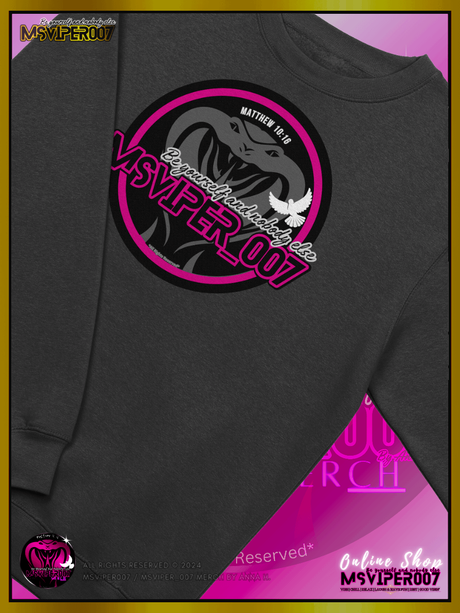 Sweatshirt - "MsViper_007™ Brand Classic" [pink/blk emblem] - Streetwear/Cozy Sweatshirt By Anna H. product image (3)