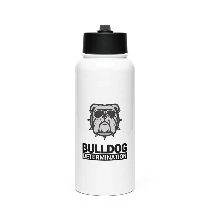 Stainless Steel Water Bottle with Straw Lid "Bulldog Determination" (Think and Grow Rich, Napoleon Hill) product image (1)