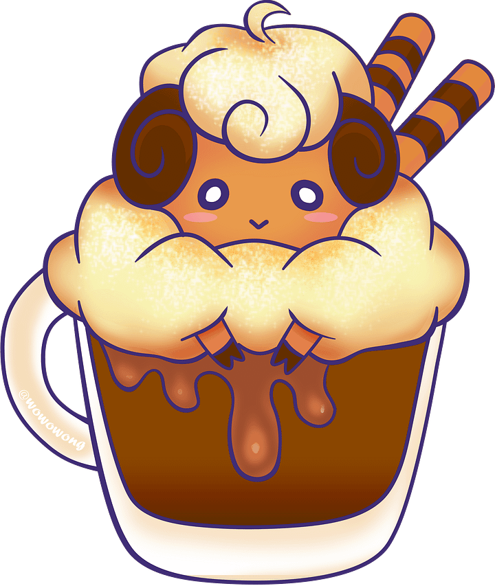 Zodiac Drinks - Cappuccino Lamb w/ Coffee Cookie Sticks - Sticker product image (2)