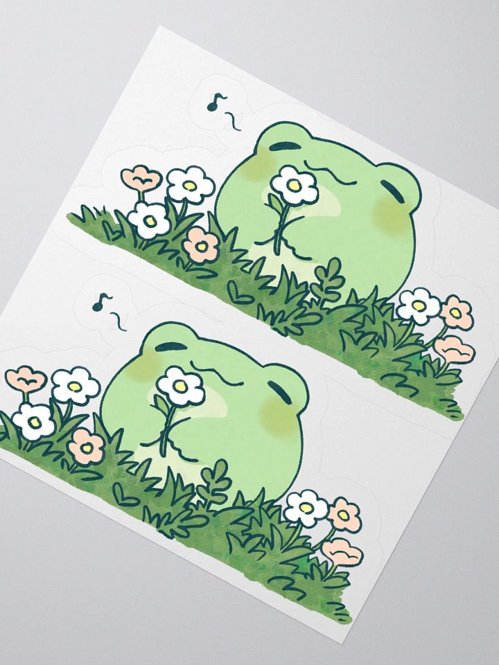 Cute Frog with Flower Sticker - Kawaii Smiling Toad product image (6)
