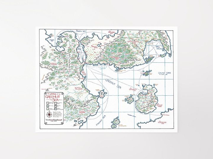 "The Lands of the Greenlit Sea" | Printed Map product image (1)