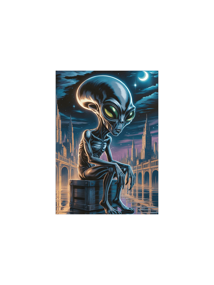Lunar Visitor Poster – Reflective Alien Nightscape Wall Art product image (2)