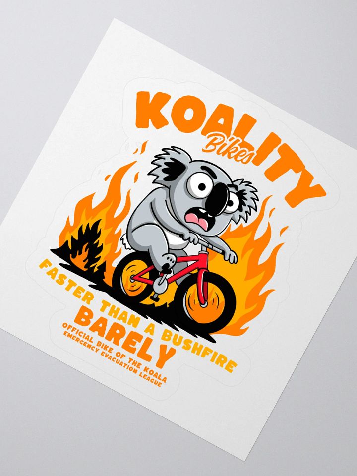 Funny Koala Bike Sticker – “Faster Than a Bushfire (Barely)” – Aussie Animal Cycling Pun Decal product image (2)