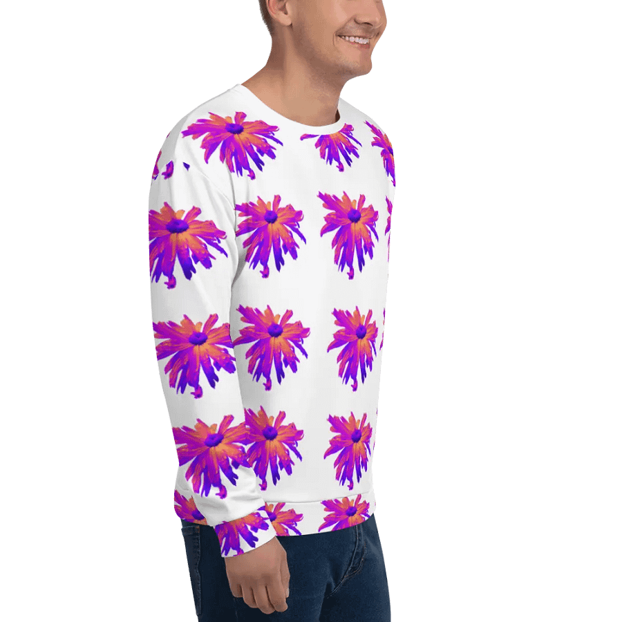 Abstract Pink Floating Daisy Flower Repeating Pattern Design Unisex Sweatshirt product image (10)