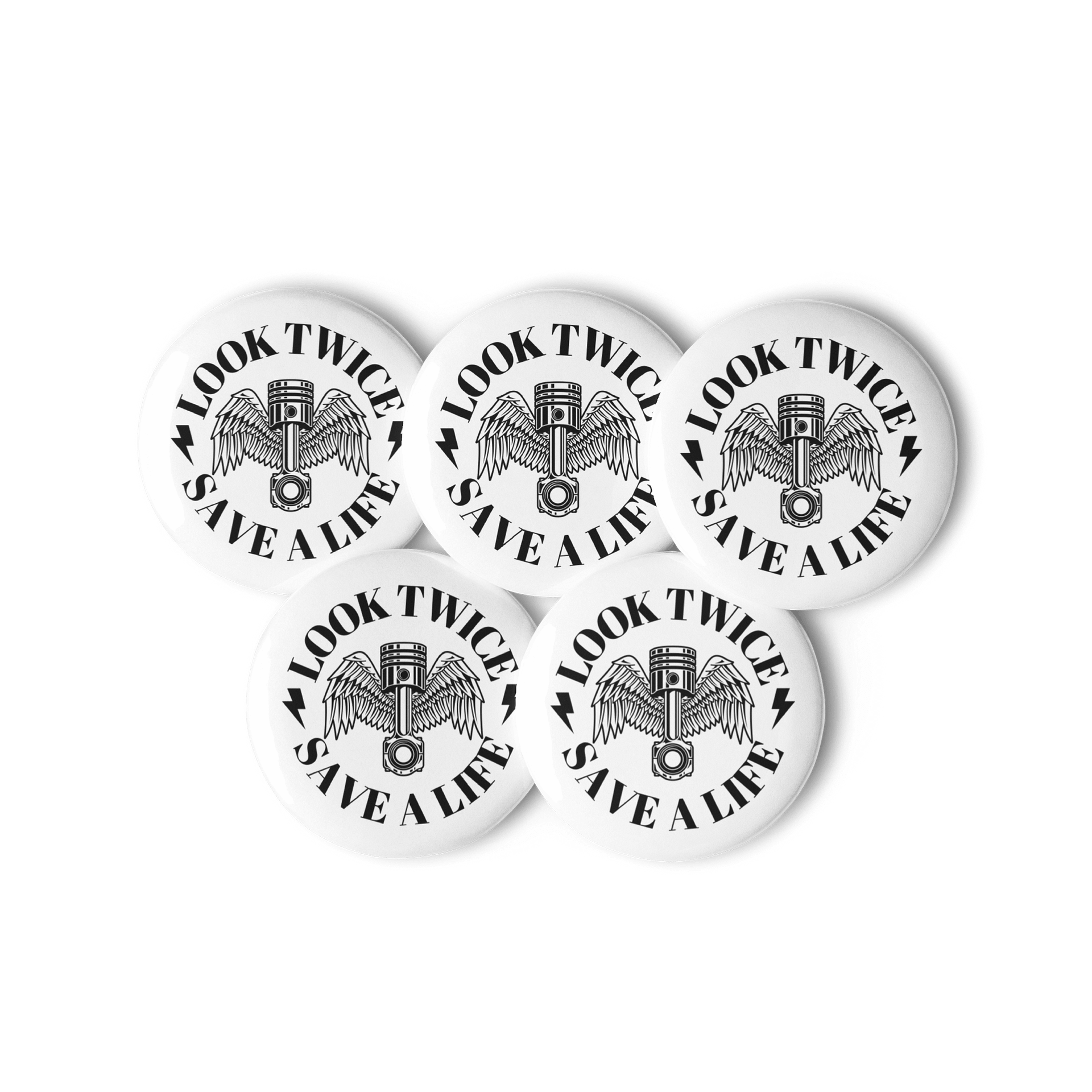 Outlaw Baggers Look Twice, Save A Life Pins (5 Pack) product image (1)