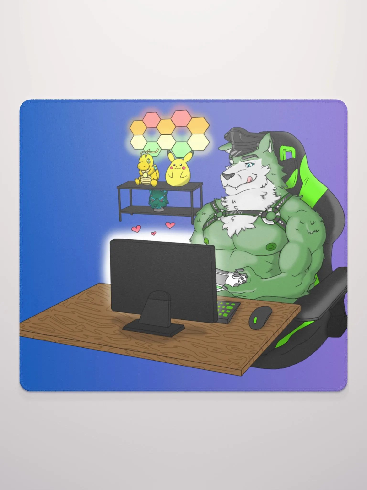 Cozy Wolf Dad Gaming Mouse Pad (Purple / Left) product image (4)