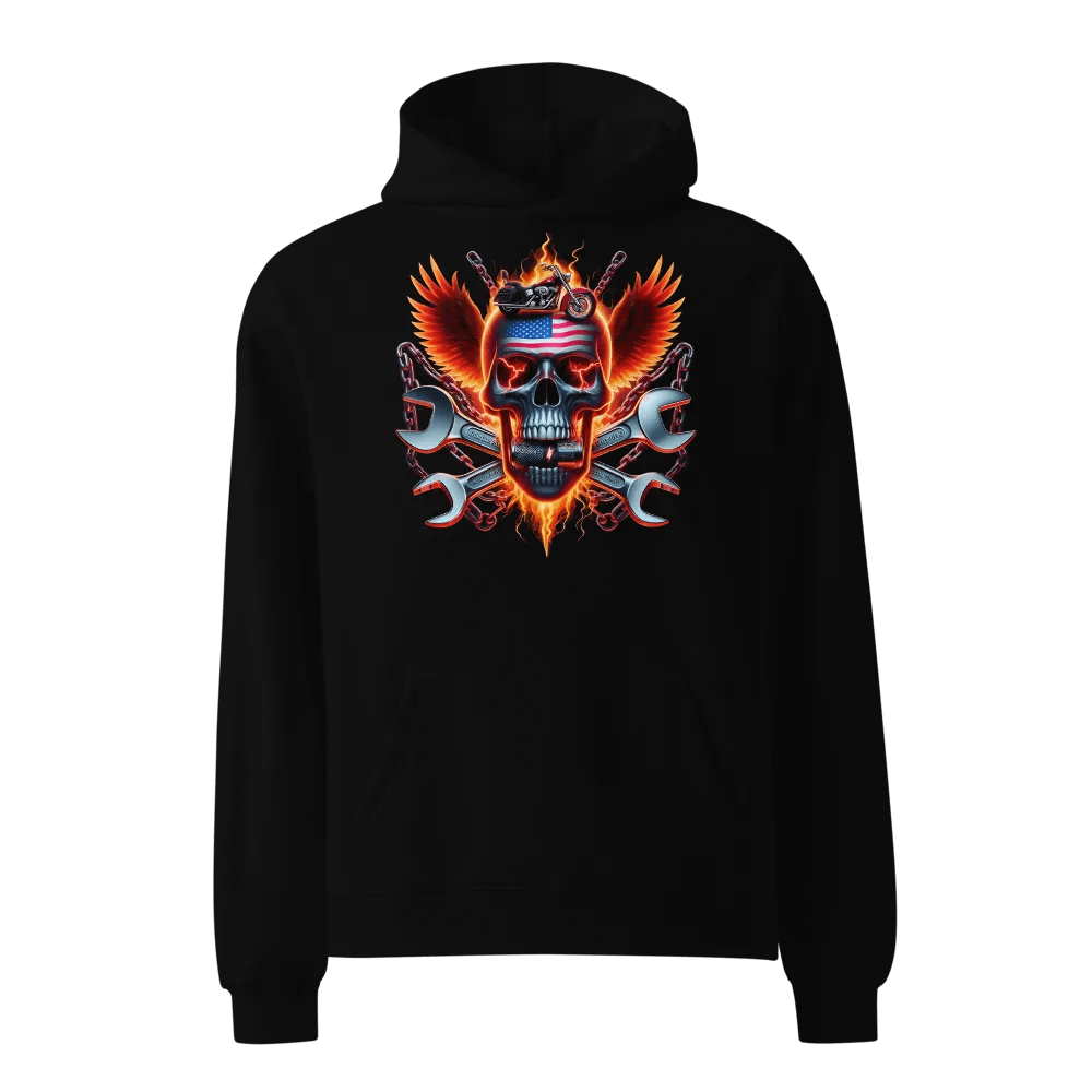 Flaming American Skull Oversized Hoodie #30 product image (1)