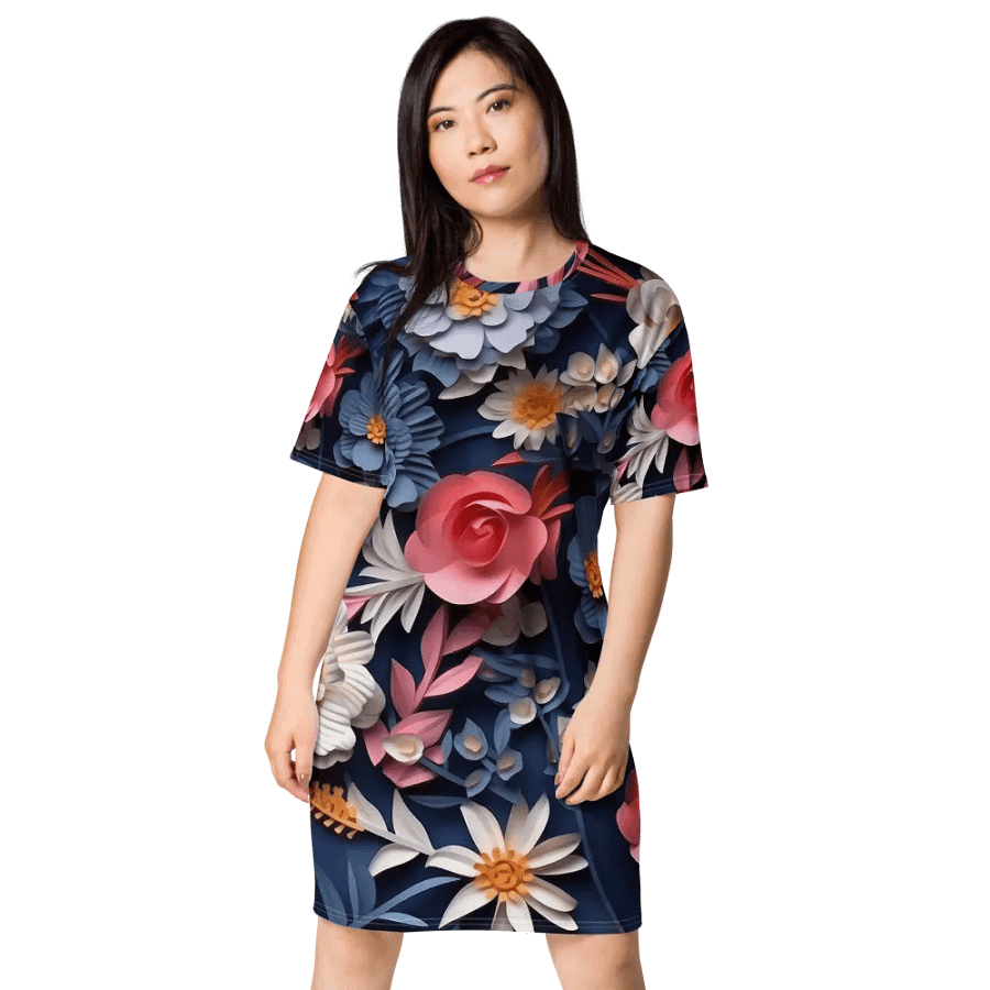 3D-Ditsy-Flowers-Seamless-Patterns T-shirt Dress - V12 product image (4)