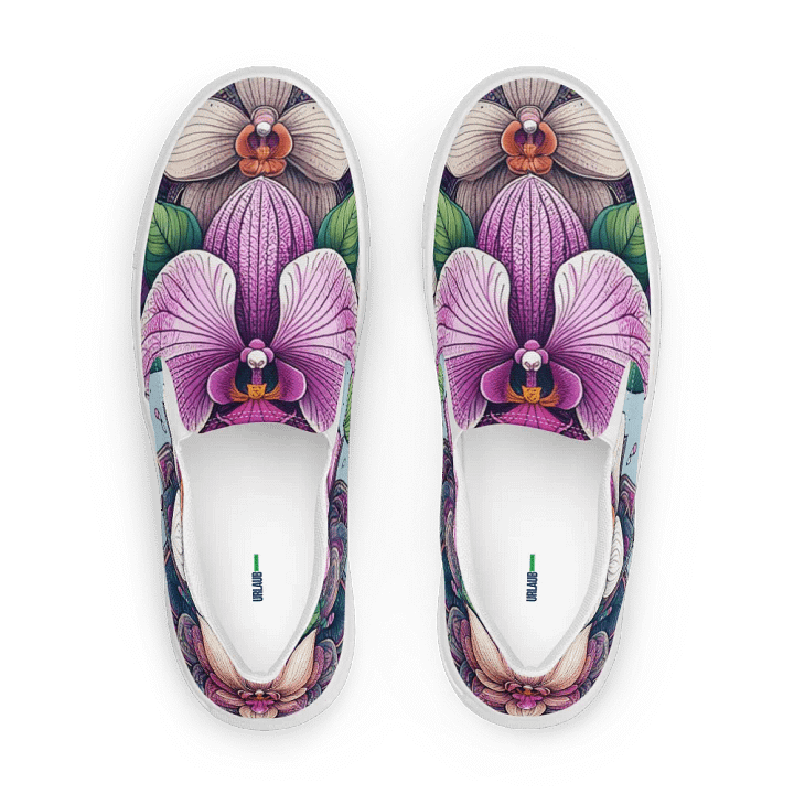 Women's Slip-On Canvas Shoes | KI-Design des Orchideen-Mandala-Motivs product image (2)