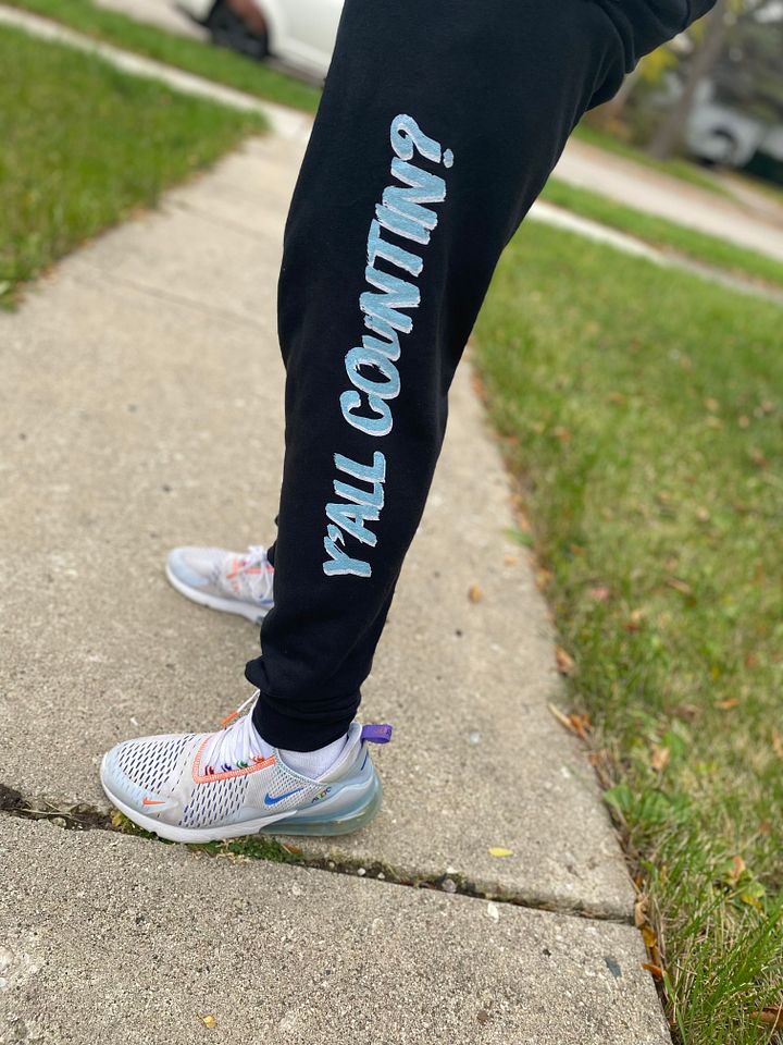 Y'all Countin Joggers - Blue and Black product image (2)