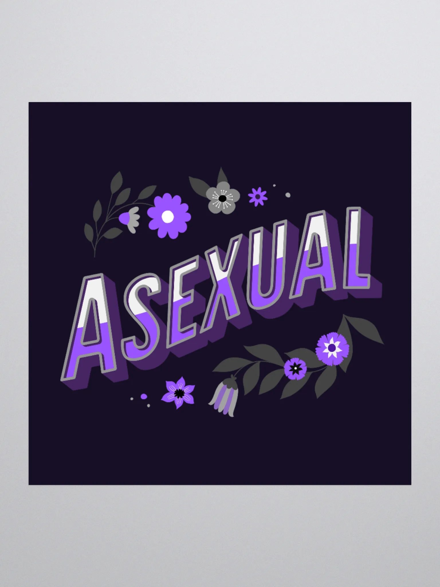 Floral Asexual Sticker (Purple Background) product image (3)