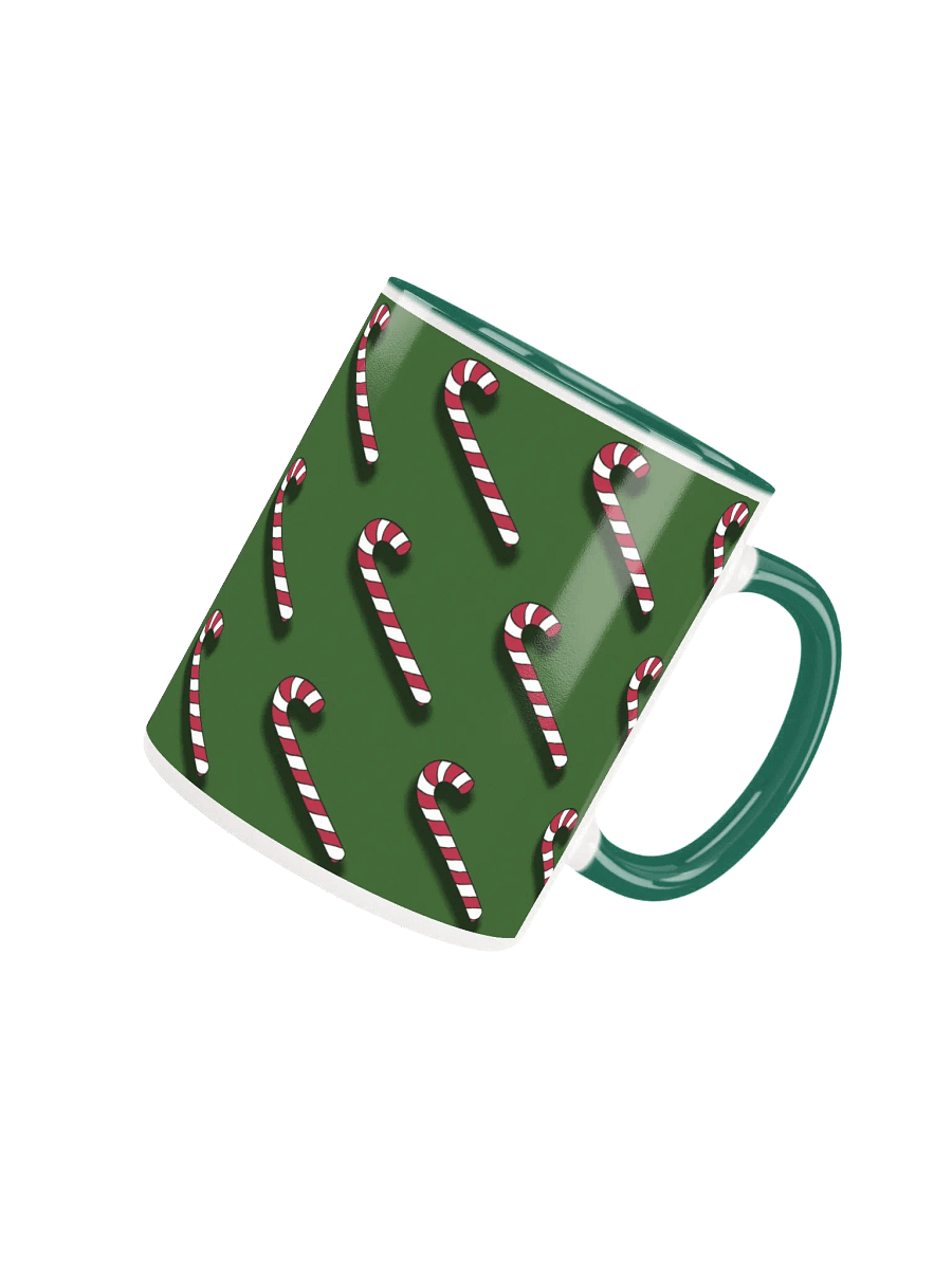 Red and White Candy Canes on Solid Green Ceramic Mug product image (14)