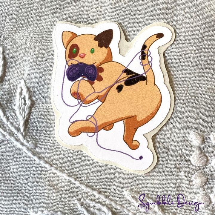 Vinyl Sticker - Controller Cat - Tangled product image (1)