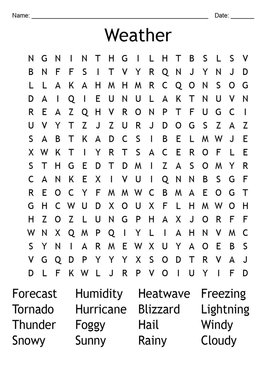 Weather Vocabulary Word Search - Fun and Educational Puzzle product image (1)
