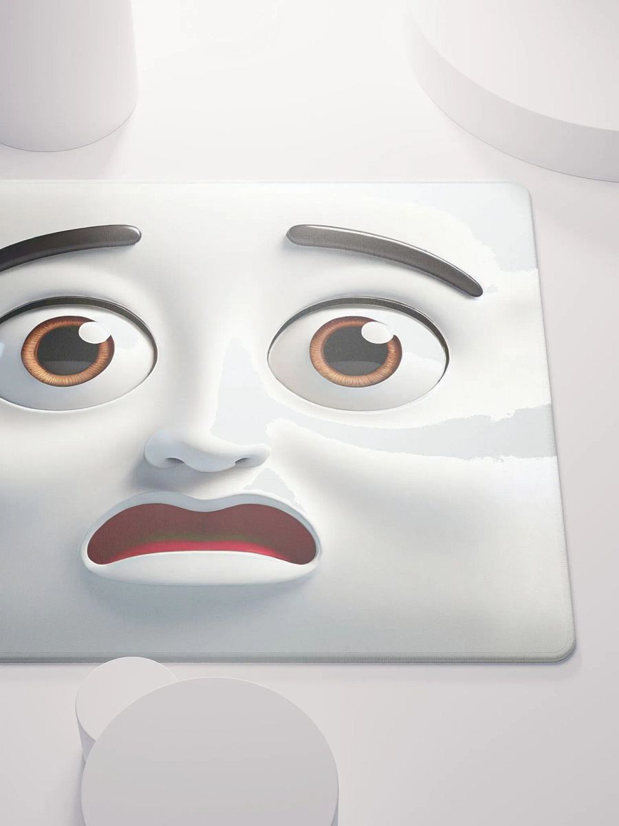 Worried Cartoon Face Premium Mouse Pad: Make Work More Playful! product image (5)