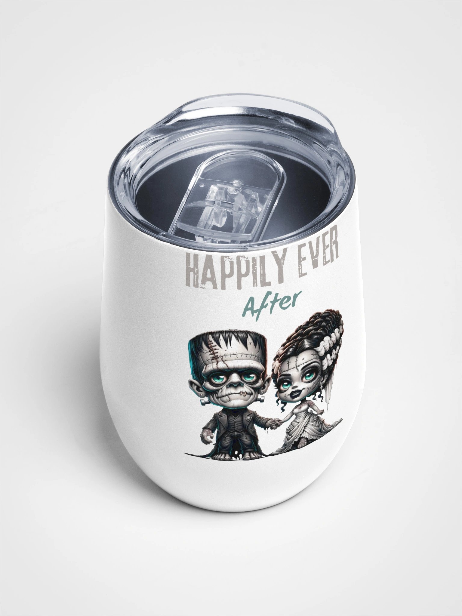 Gothic Wedding Bliss Frankenstein and Bride Wine Tumbler product image (4)