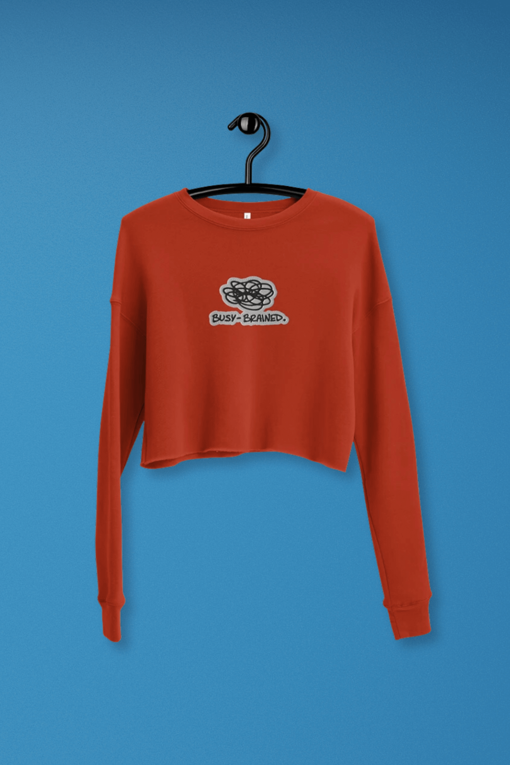 BUSY-BRAINED (bubble design) embroidered Fleece Crop Sweatshirt product image (1)