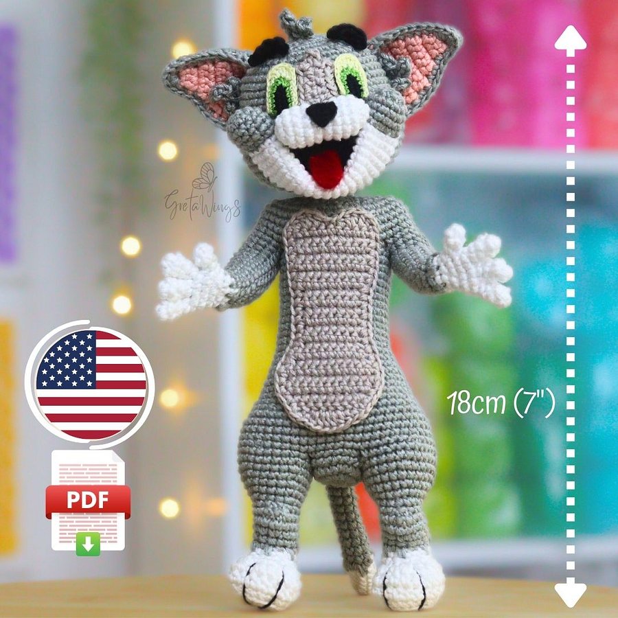 Amigurumi Pattern - Tom the Cat: Crochet the Star of 'Tom and Jerry' (Digital Download) product image (1)