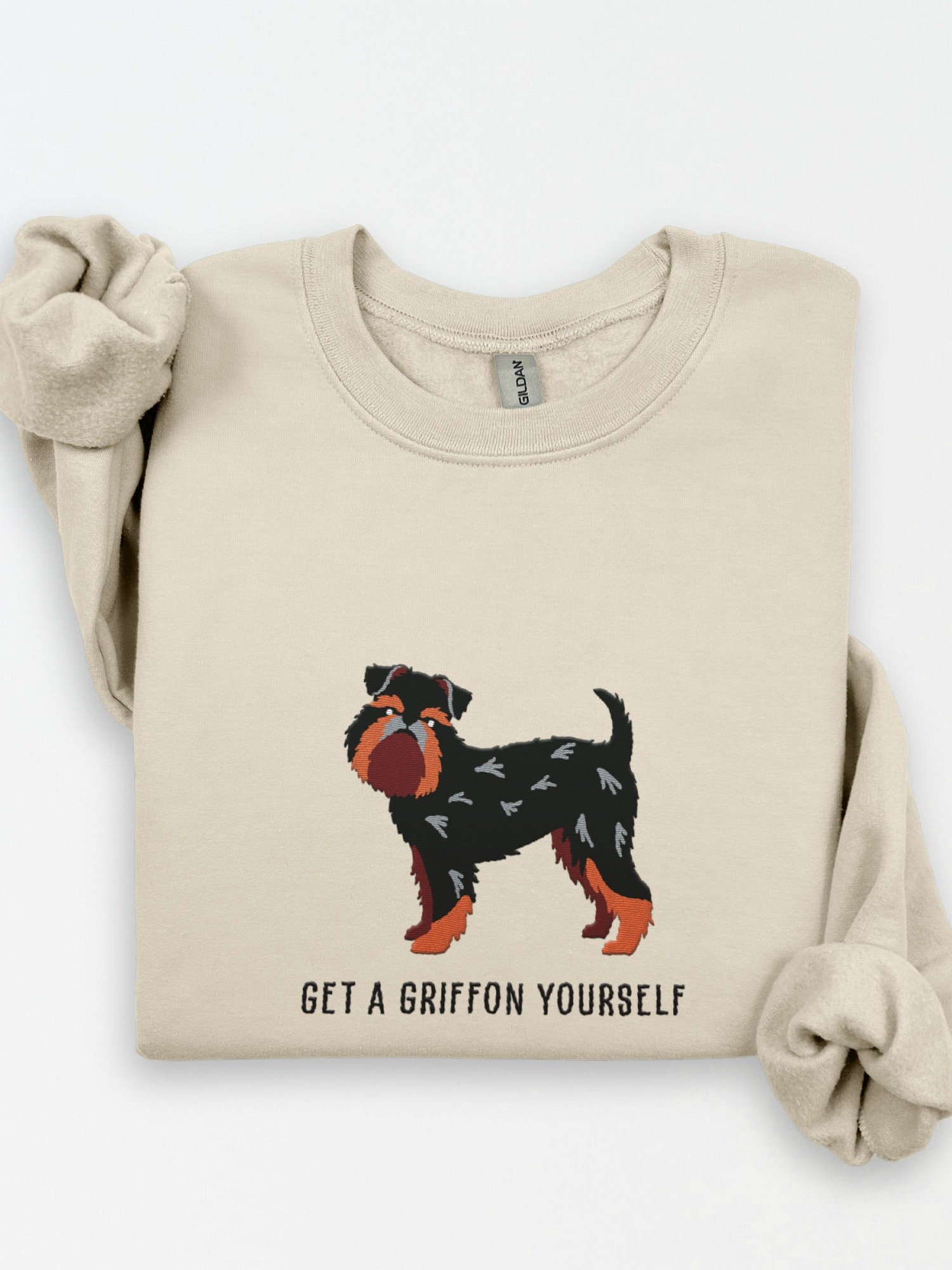 Get a Griffon Yourself Sweatshirt (Embroidered) of a Brussels Griffon(Black & Tan) product image (1)