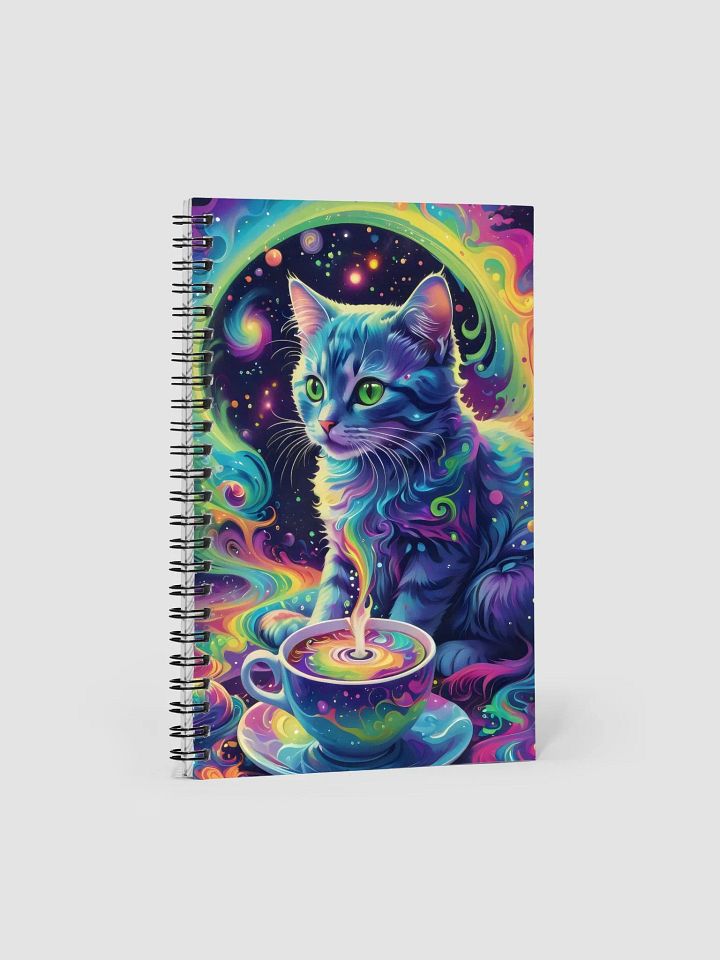 Psychedelic Cat with Cosmic Coffee Spiral Notebook product image (1)