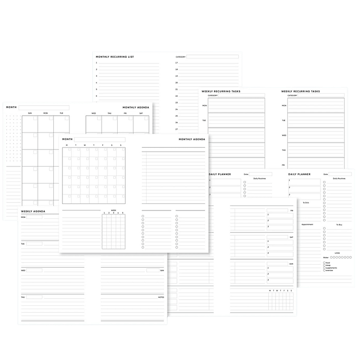 Minimalist Ring Planner Kit 18+ Printable Layouts for Yearly, Monthly, Weekly & Daily Planning product image (1)