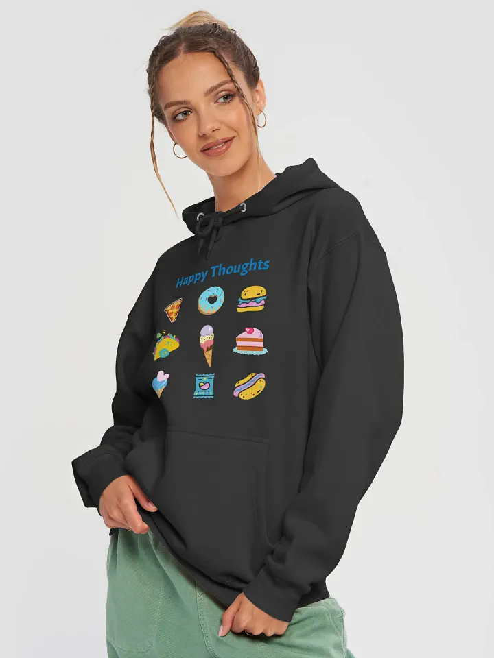 Happy Thoughts - Don't Judge Me - Junk Food - Lane Seven Premium Pullover Hoodie - Text on Front and Back product image (1)