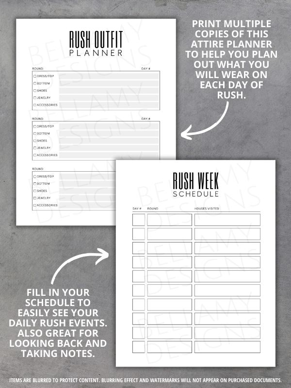 Sorority Recruitment Organizer, Sorority Rush Organizer, Rush Week Planner Checklist product image (4)