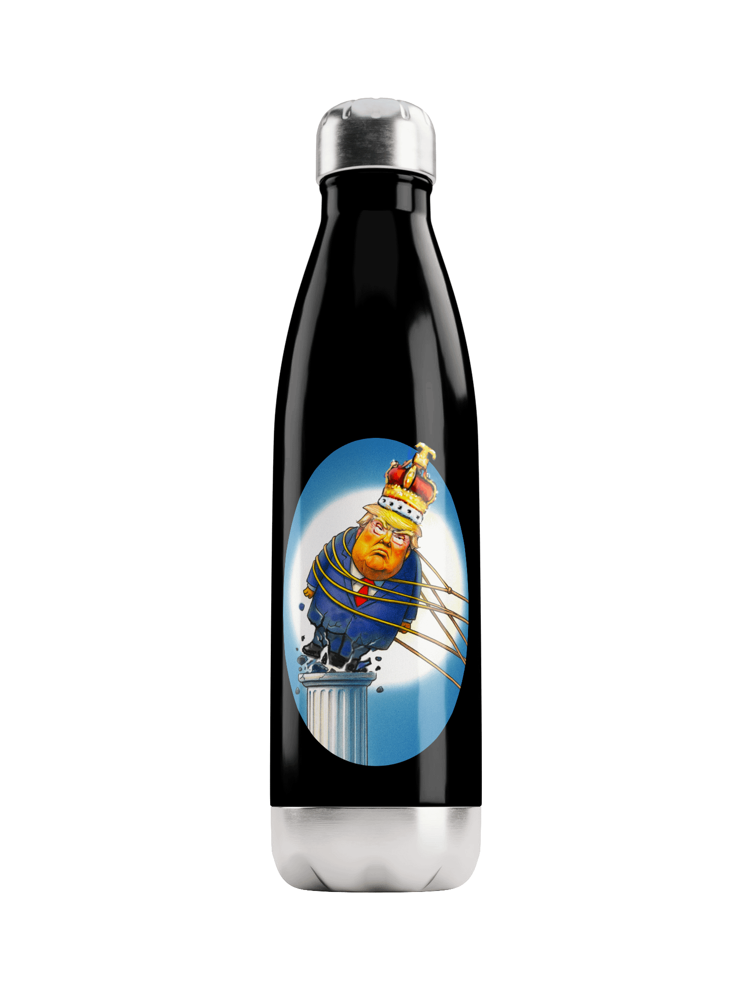 “Topple the Tyrant” Stainless Steel Water Bottle – Antifascist, Humorous, Collectible product image (1)