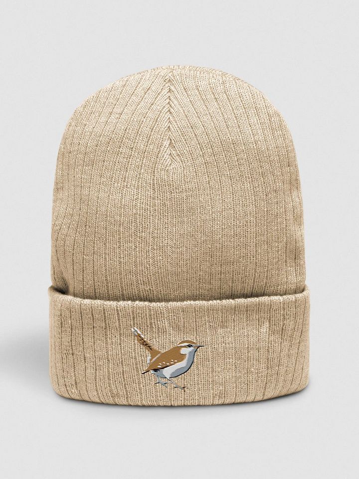 Carolina Wren Earthly Feathers Embroidered Ribbed Beanie product image (1)