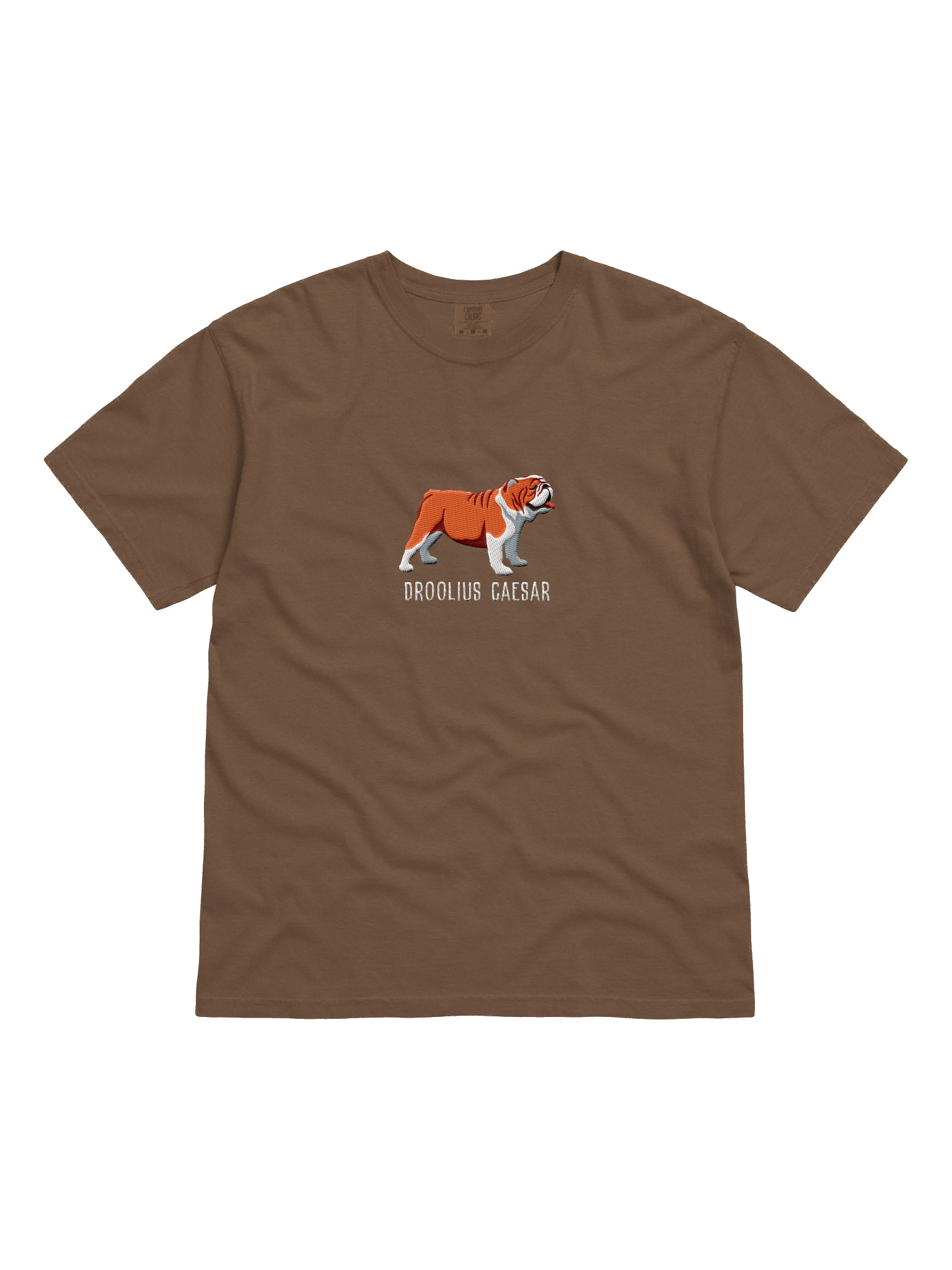 Droolius Caesar T-Shirt(Embroidered) of an English Bulldog(Red & White) product image (21)