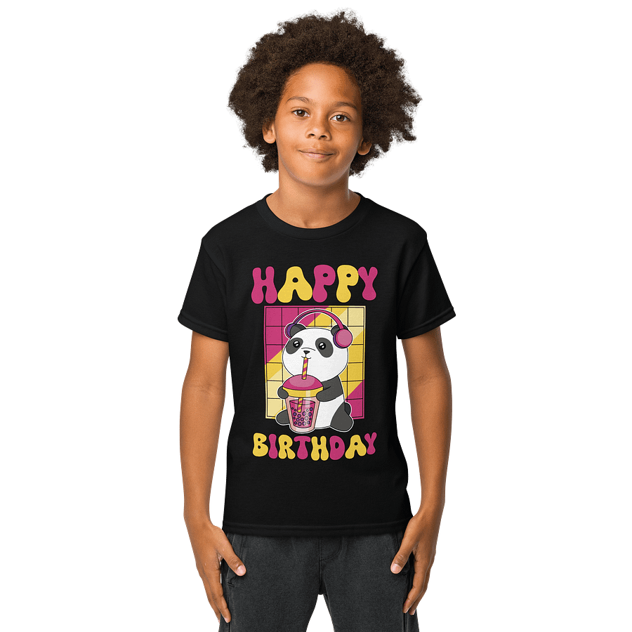 Happy Birthday (Panda With Bubble Tea) T-Shirt For Kids product image (1)