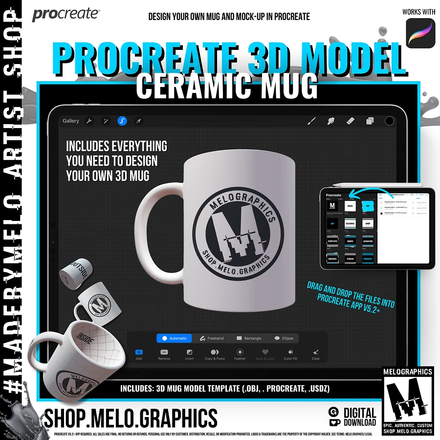 Procreate 3D Model: Ceramic Mug | #MadeByMELO product image (1)