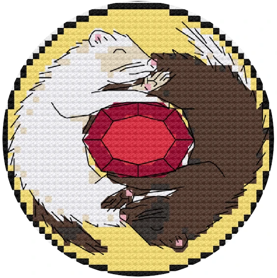 Zodiac Ferret - Cancer Ruby Ferret Cross Stitch Pattern (Digital PDF) product image (1)