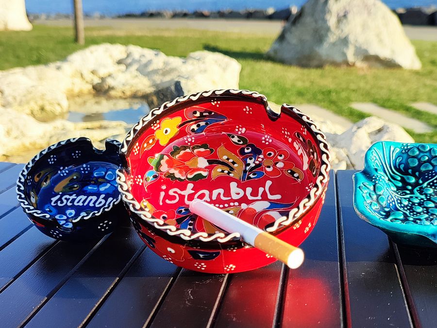Handmade Red Ceramic Ashtray (Red) - Turkish Iznik Style Decor, 10 cm — handmade pottery, handmade ceramic, home decor, handmade gift product image (4)