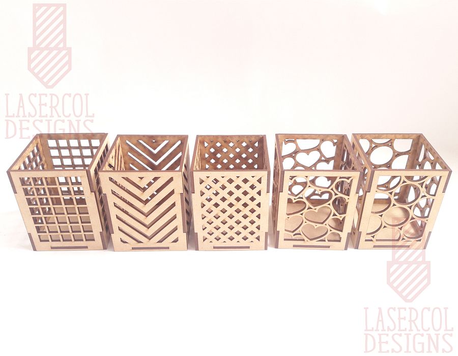 Pencil Holder (Ten Styles) File - Laser Cut Files product image (8)
