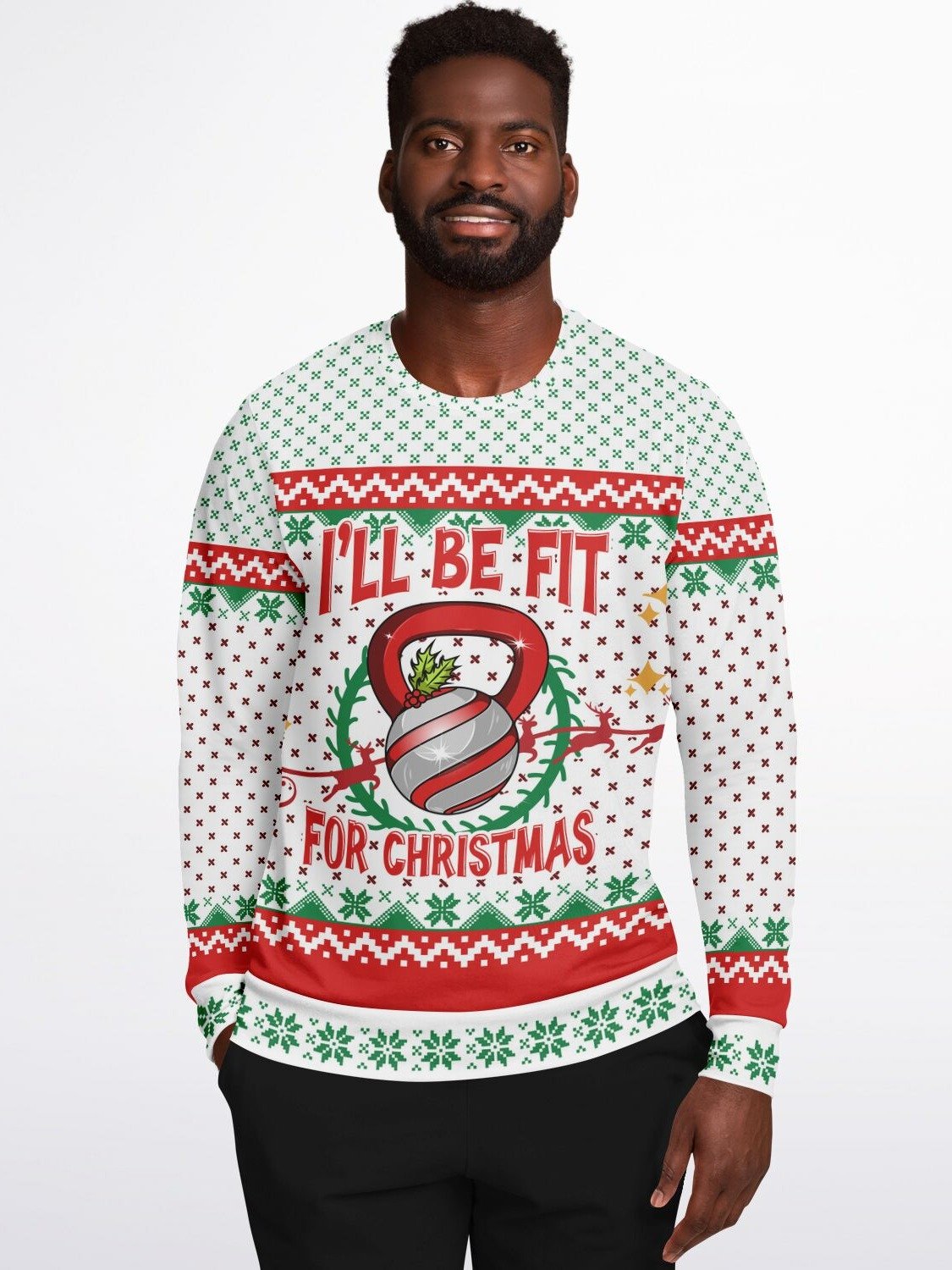 "I'll Be Fit For Christmas" Sweatshirt | Funny Gym Kettlebell Holiday Sweater | Fitness Lover Christmas Party Outfit product image (7)