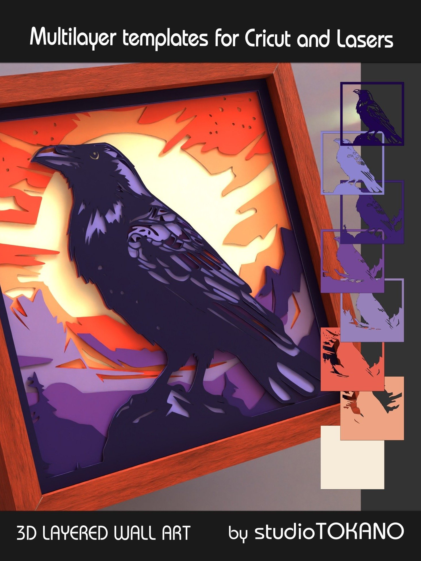 Raven 3D layered Shadow Box svg product image (7)