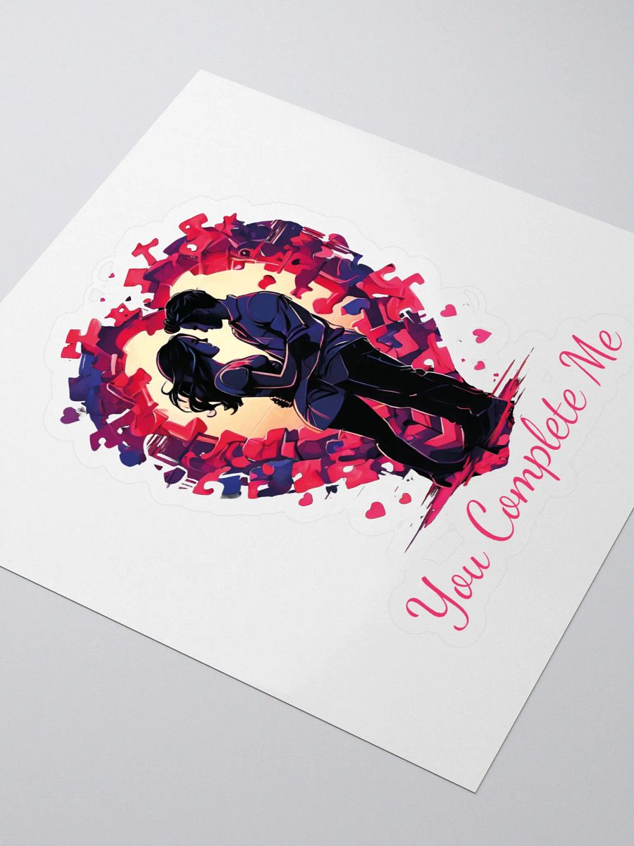 You Complete Me Kiss Cut Stickers - Colorful & Romantic Puzzle Heart Stickers for Couples, Valentine's Day, and Special Occasion product image (3)