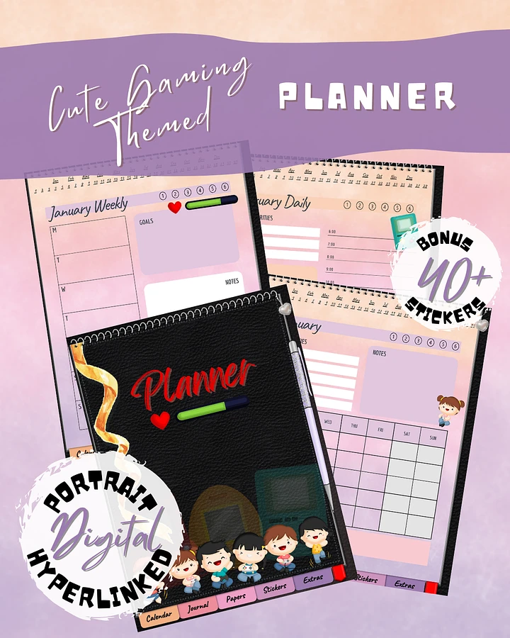 Cute Gaming Themed Perpetual Planner - Digital Version - Goodnotes Compatible product image (1)