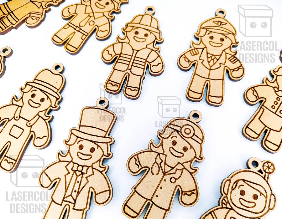 Gingerbread Cookies Christmas Ornaments Set 4 - Laser Cut Files product image (3)