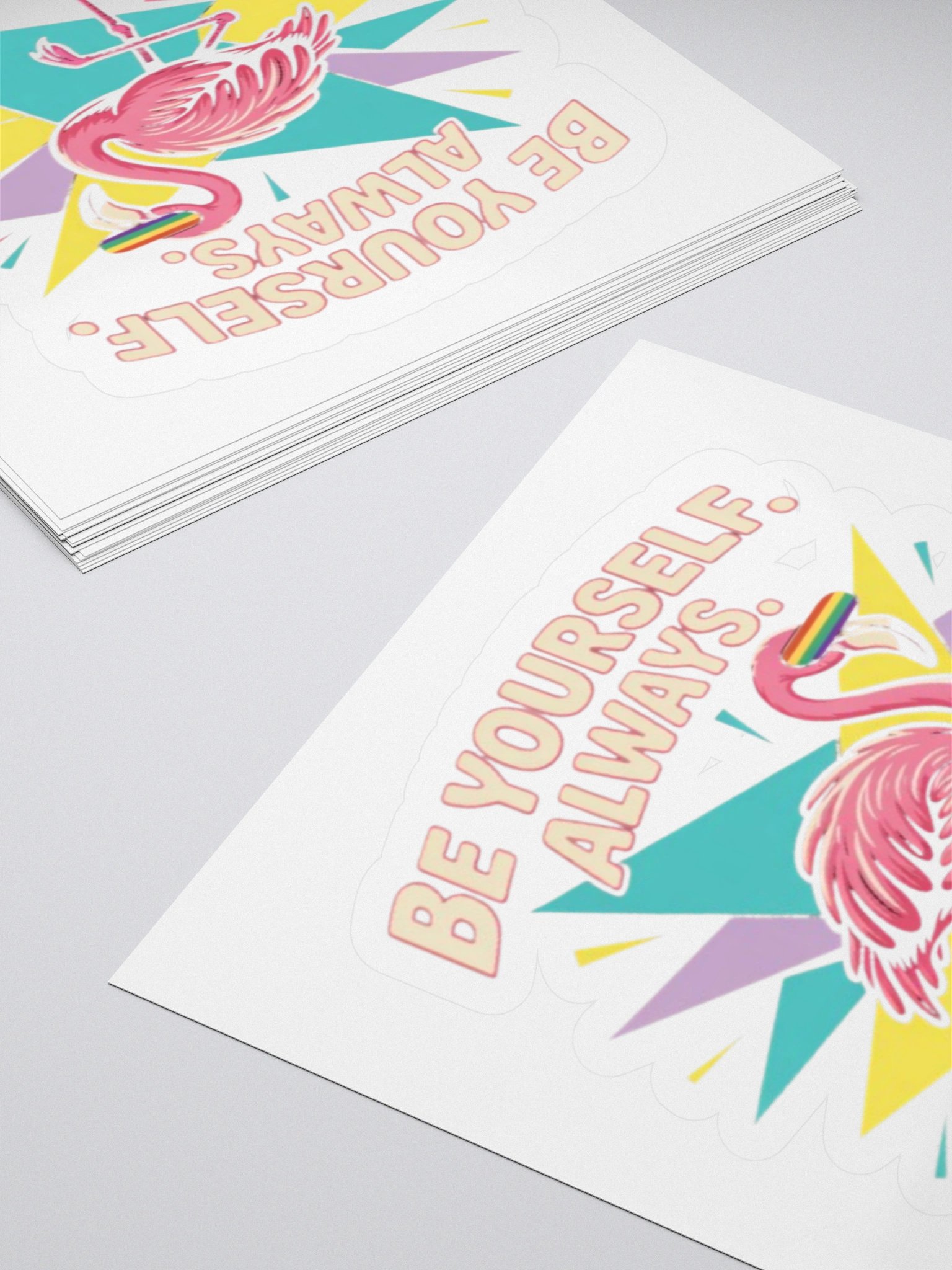 Be Yourself Always Rainbow Flamingo Sticker - Exclusive Vinyl Design for Self-Love and Pride product image (10)