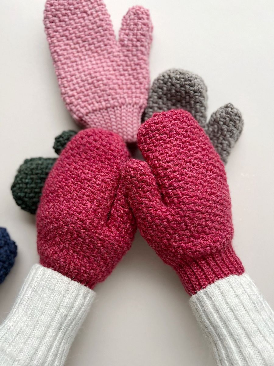 Herringbone Moss Stitch Crochet Mittens Pattern Baby to Adult Size product image (8)