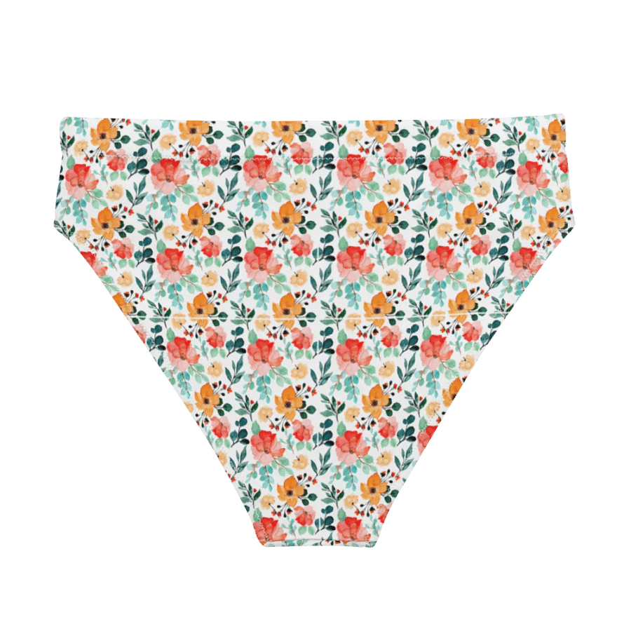 Watercolour Floral Pattern High Waisted Bikini Bottom - V4 product image (2)