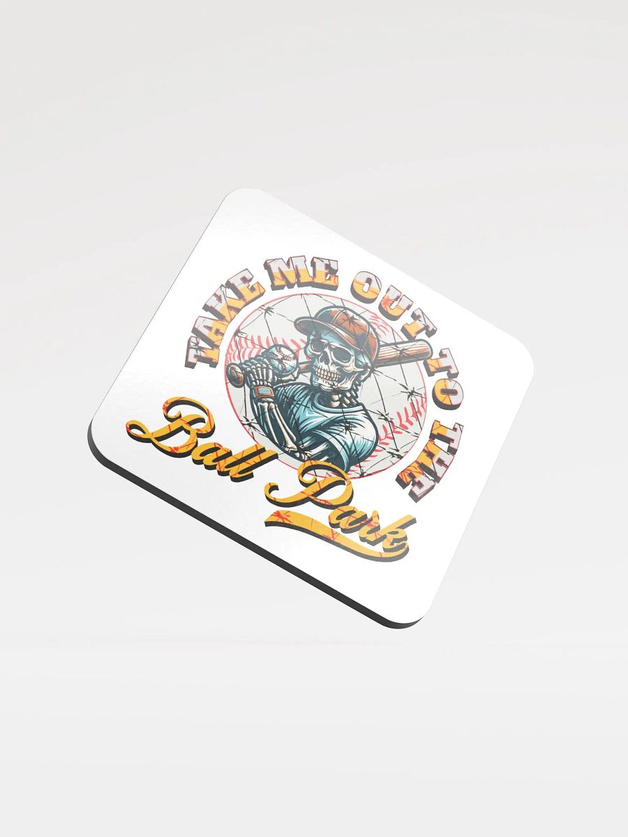 Take Me Out To The Ball Park Baseball Skeleton Slugger Cork Coaster product image (2)