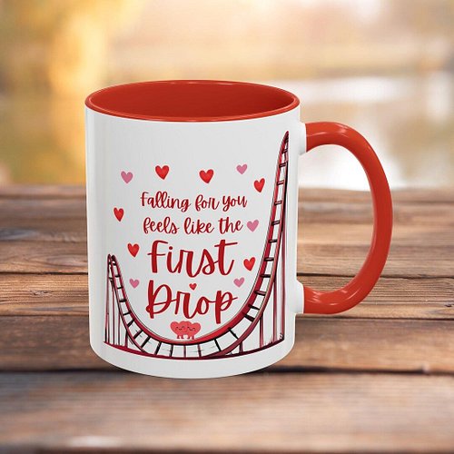 Falling for You Feels Like the First Drop Mug | Roller Coaster Coffee Mug by CoasterCultureInd #CoffeeMug #RollerCoaster #Ets...