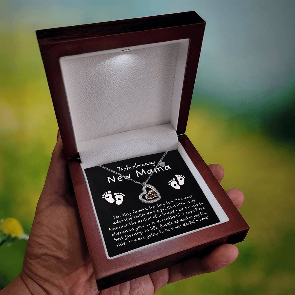 Ten Tiny Fingers, Ten Tiny Toes Baby Feet Heart Necklace For New Mama product image (4)
